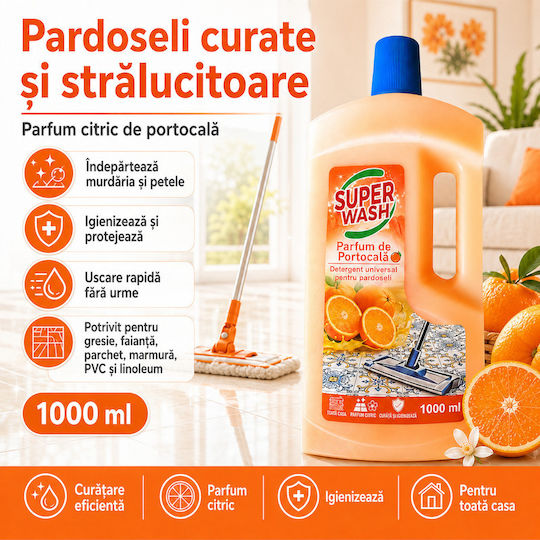 Super Wash Почистваща Течност за Пода с Дезинфекциращо Действие 1lt