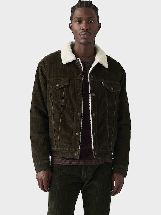 Type Iii Sherpa Trucker Jacket Dark Olive Green