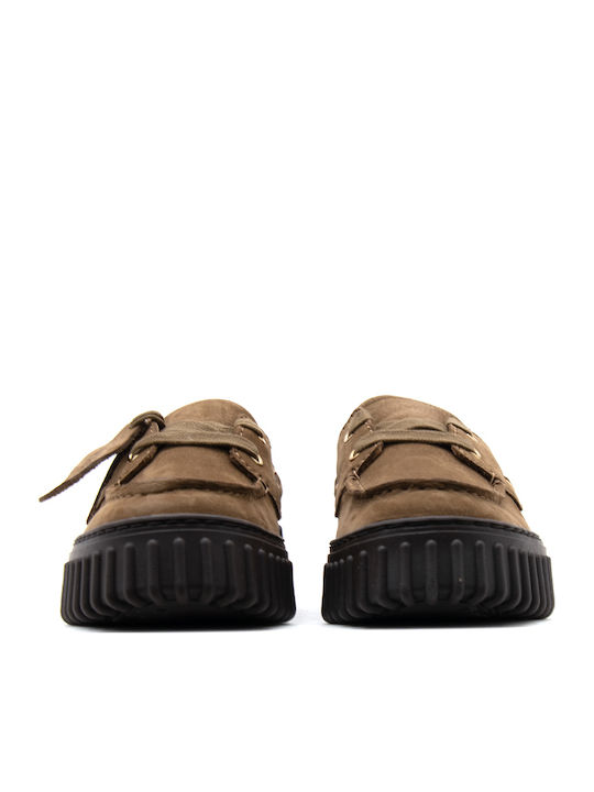 Clarks Torhill Δερμάτινα Γυναικεία Boat Shoes σε Καφέ Χρώμα