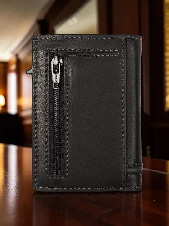Leather Men's Card Wallet with RFID Black