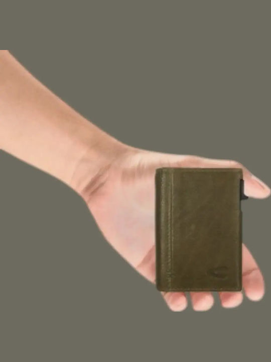 Leather Men's Card Wallet with RFID Khaki