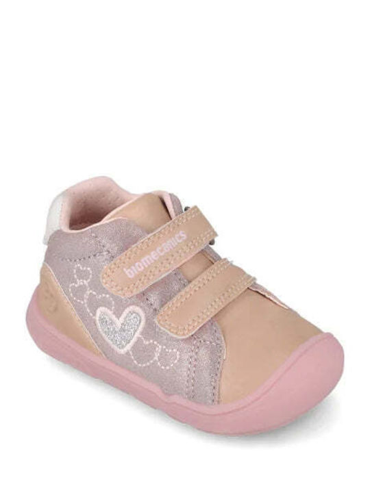 Kids Sneakers High Anatomic with Hoop & Loop Closure Pink