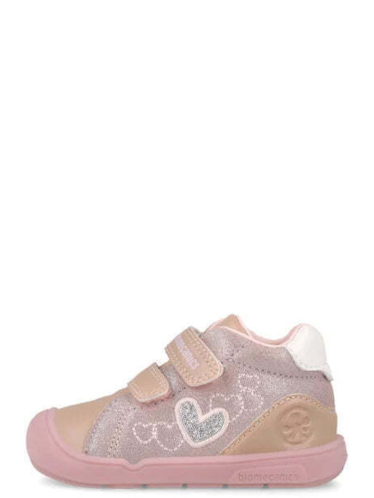 Kids Sneakers High Anatomic with Hoop & Loop Closure Pink