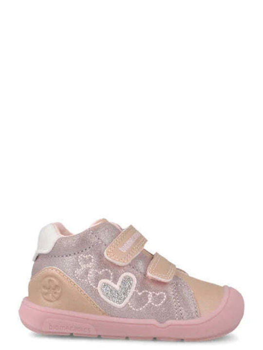 Kids Sneakers High Anatomic with Hoop & Loop Closure Pink