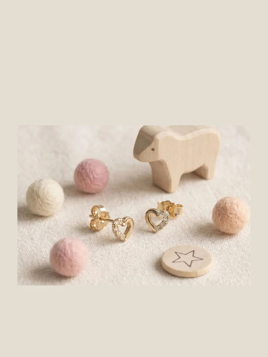 Kinderohrringe Nieten Herz aus Gold 14K