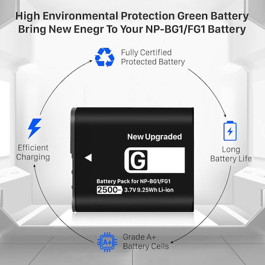 Set 2 Baterii Huaeng Np-bg1 Np-fg1 2500 Mah Încărcător Usb Baterii Compatibil Sony Cyber-shot Dsc-hx5v Hx9v Hx10v Hx20v Hx30v Dsc-h3 H7 H10 H20 H70 H90 W120 W150 W220 Baterii De Înlocuire Pentru Cameră