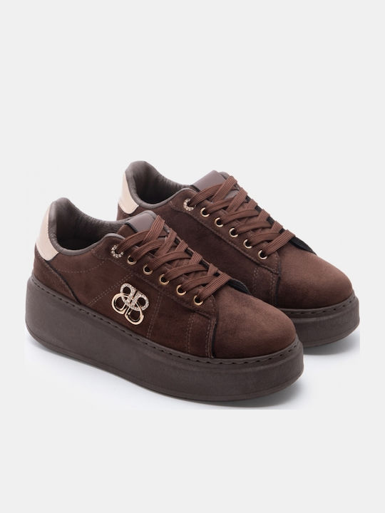 Damen Flatforms Sneakers Dunkelbraune