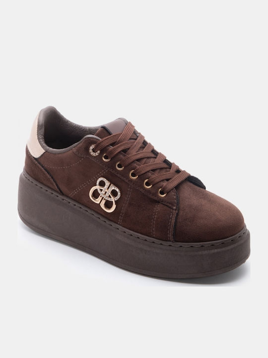Damen Flatforms Sneakers Dunkelbraune