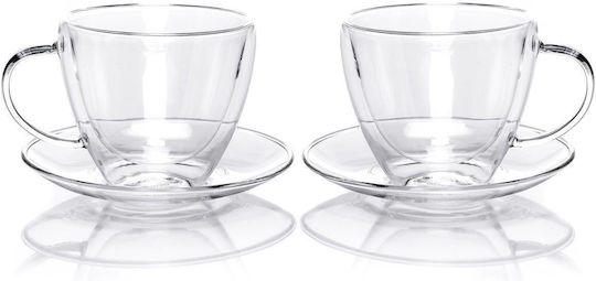 Duka Set Glass Transparent Coffee Cups 380ml 2 Pieces