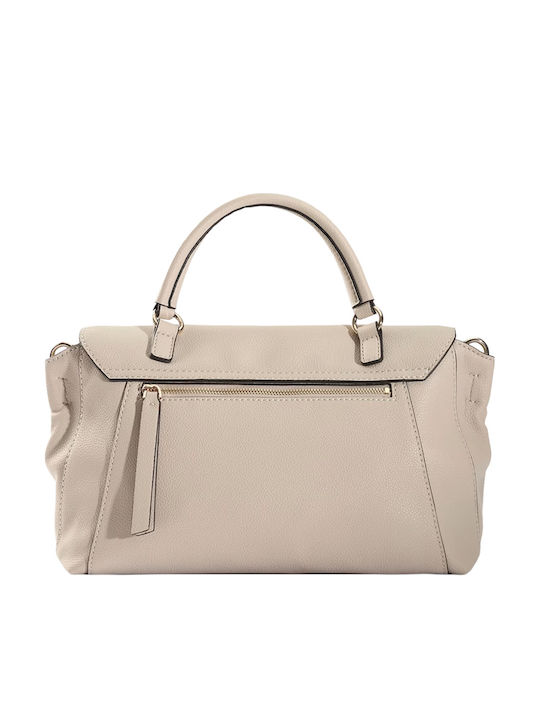Damen Handtasche mit Klappe in Taupe