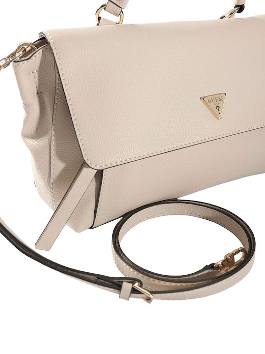Damen Handtasche mit Klappe in Taupe