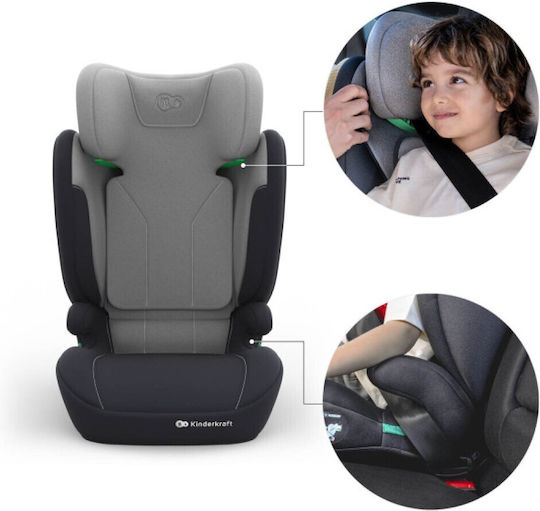 Kinderkraft i-Spark 2 Plus Столче за кола с висока облегалка i-Размер Сив