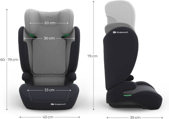 Kinderkraft i-Spark 2 Plus Столче за кола с висока облегалка i-Размер Сив