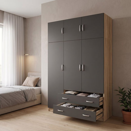 Alvia Τρίφυλλη Ντουλάπα με Πατάρι 150x51x240cm Alvia Τρίφυλλη Ντουλάπα με Πατάρι 150x51x240cm