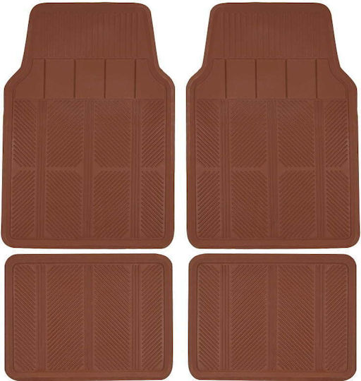 Autoline Set of Front and Rear Mats Universal 4pcs Brown