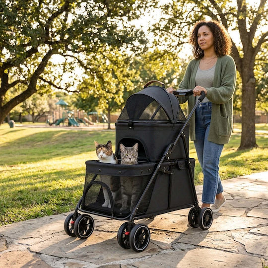 Carrier Carrier Hundetragetasche für Hunde und Katzen bis 25kg Schwarz M77xP47xH98cm