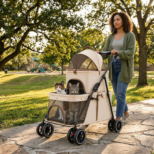 Carrier Stroller for Dog / Cat Transport up to 25kg Brown
