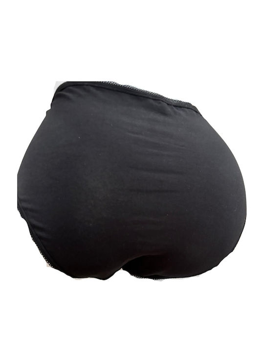 Baumwoll Hohe Taille Damen-Slip mit Spitze Schwarz