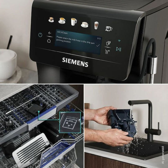 Siemens Eq600 Iaroma Αυτόματη Μηχανή Espresso Εντοιχιζόμενη 1500W Πίεσης 15bar με Μύλο Άλεσης Μαύρη TP603E08