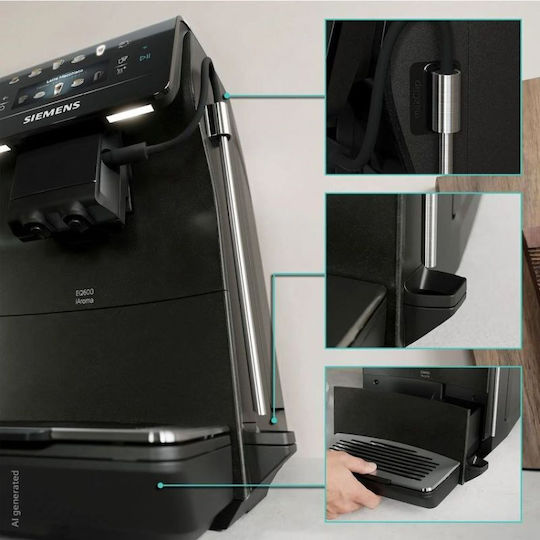 Siemens Eq600 Iaroma Αυτόματη Μηχανή Espresso Εντοιχιζόμενη 1500W Πίεσης 15bar με Μύλο Άλεσης Μαύρη TP603E08