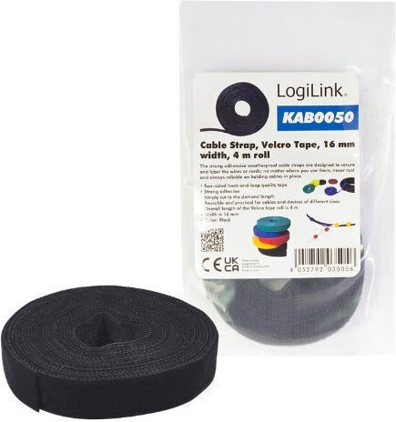 LogiLink Velcro Καλωδίων 4000mmx16mm σε Μαύρο χρώμα (1τμχ) KAB0050