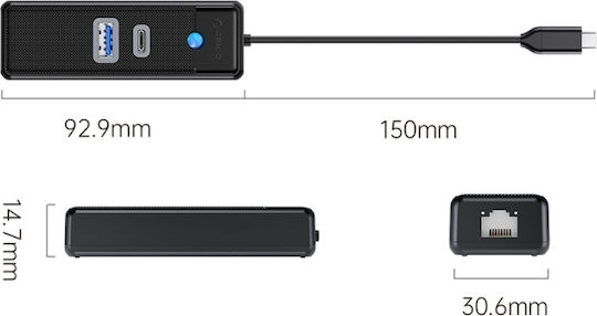 Orico Hub 3 Θυρών με σύνδεση USB-C / Ethernet