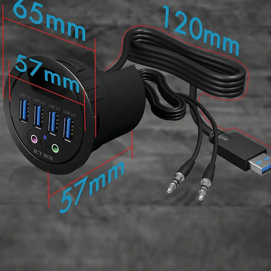 Icy Box USB-Hub 4 Anschlüsse USB 3.0 mit USB-A Anschluss