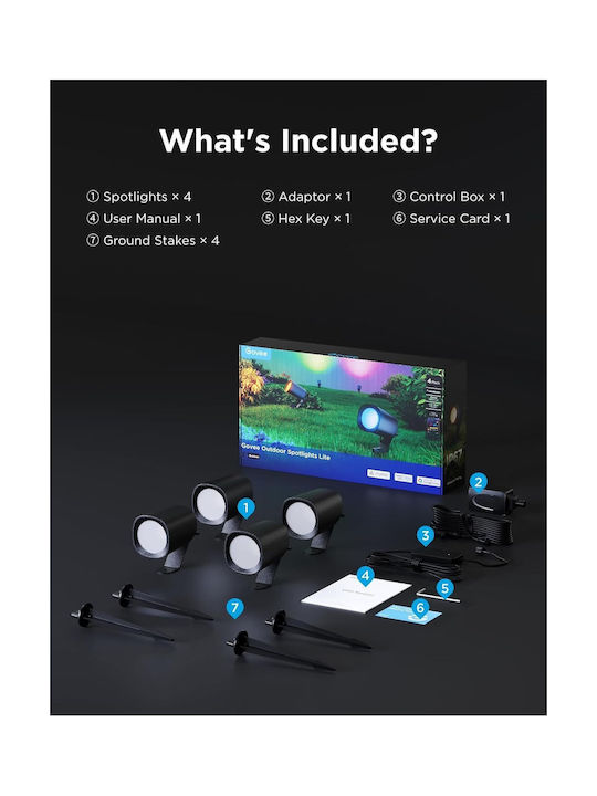Govee Outdoor Smart Led Spotlight Set Outdoor Spotlight Lite Rgbwic 350 Lm Dimmable Wi-fi Bluetooth Ip67 Waterproof Compatible Alexa Google Assistant Landscape Lighting Govee Outdoor Smart Led Spotlight Set Outdoor Spotlight Lite Rgbwic 350 Lm Dimmable Wi-fi Bluetooth Ip67 Waterproof Compatible Alexa Google Assistant Landscape Lighting