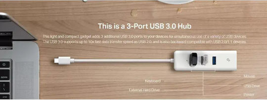 TP-LINK TP-LINK v1 USB-Hub 3 Anschlüsse USB 2.0 mit USB-A Anschluss Ethernet Weiß