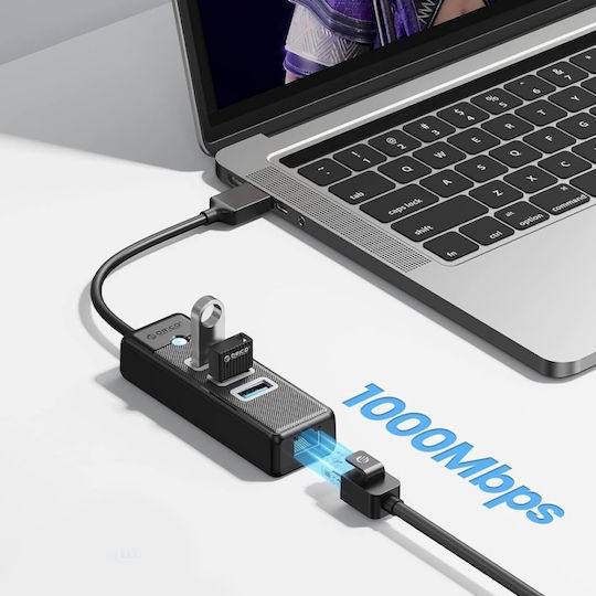 Orico USB Hub 4 Ports with USB-A / Ethernet Connection