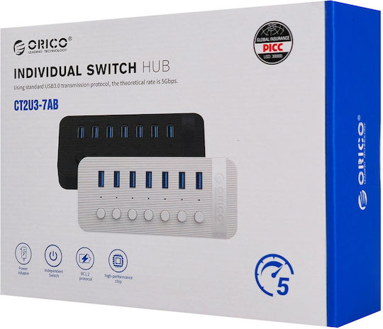 Orico USB Хъб 7 Порта USB 3.0 с Връзка USB-A
