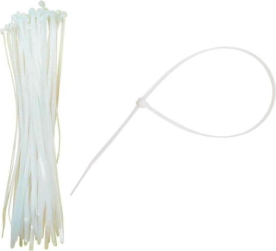 Powertech Πλαστικά Δεματικά Καλωδίων 200mmx7.6mm σε Λευκό χρώμα (100τμχ) TIES-006