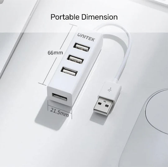 Unitek USB Hub 4 USB 2.0 Ports with USB-A Connection White