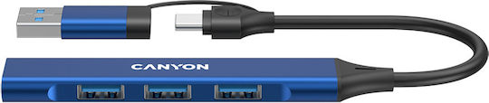 Canyon USB Hub 4 Ports USB 2.0 with USB-A Connection Blue