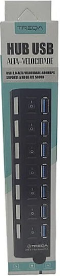 Treqa USB-Hub 7 Anschlüsse USB 3.0 mit USB-A Anschluss