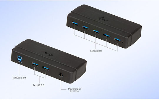 i-tec USB-Hub 7 Anschlüsse USB 3.0 mit Anschluss an einen Computer USB-A