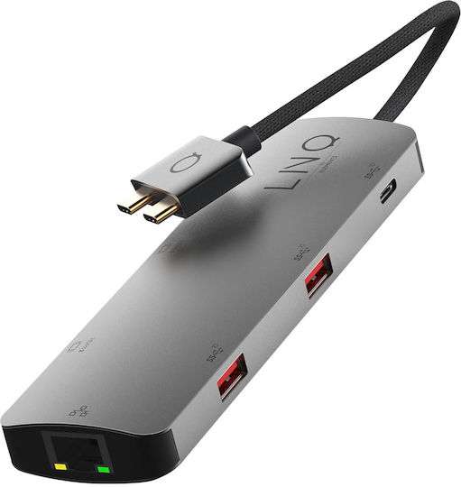 LinQ 7in2 D2 Pro Hub 5 Anschlüsse USB 3.2 mit USB-C / Ethernet Grau