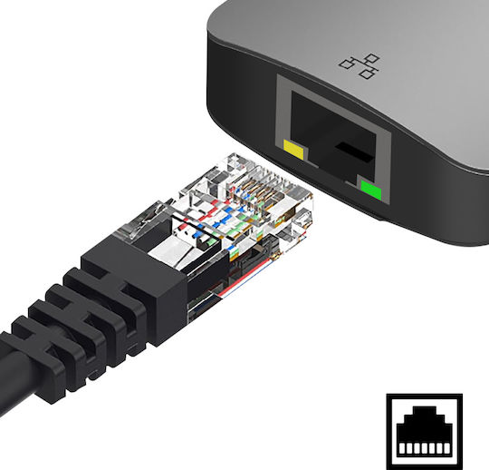 LinQ 7in2 D2 Pro Hub 5 Anschlüsse USB 3.2 mit USB-C / Ethernet Grau