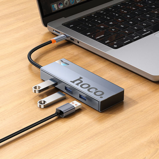 Hoco USB Hub 5 Ports USB 3.0 with USB-C Connection Gray