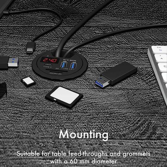 Icy Box Hub 3 Porturi USB 3.0 cu Conectare USB-A