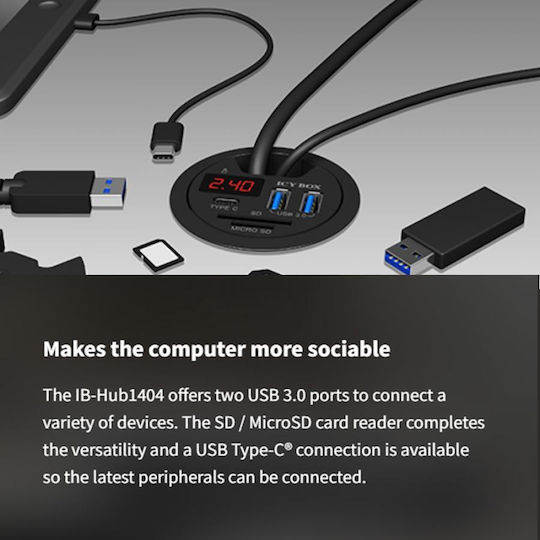 Icy Box Hub 3 Porturi USB 3.0 cu Conectare USB-A