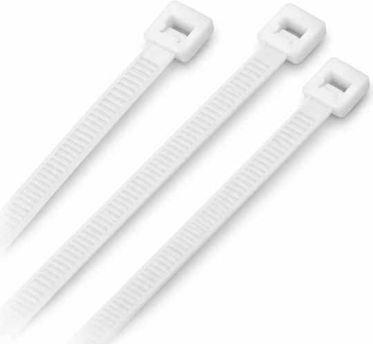 Eurolamp Πλαστικά Δεματικά Καλωδίων 350mmx4.8mm σε Λευκό χρώμα (100τμχ) 147-54015