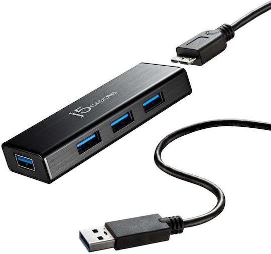 J5create USB Хъб с 4 USB 3.0 Порта и USB-A Връзка