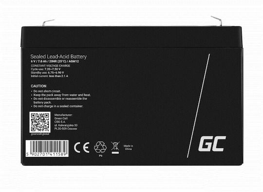 Green Cell Baterie UPS cu Capacitate 7Ah și Tensiune 6V AGM12 1buc