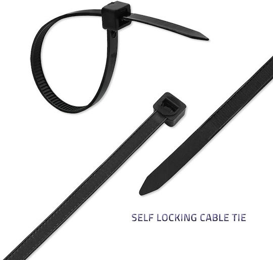 Qoltec Πλαστικά Δεματικά Καλωδίων 350mmx4.8mm σε Μαύρο χρώμα (100τμχ) 52210