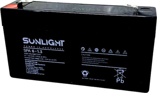 SunLight SPA 6-1.3 Μπαταρία UPS με Χωρητικότητα 1.3Ah και Τάση 6V