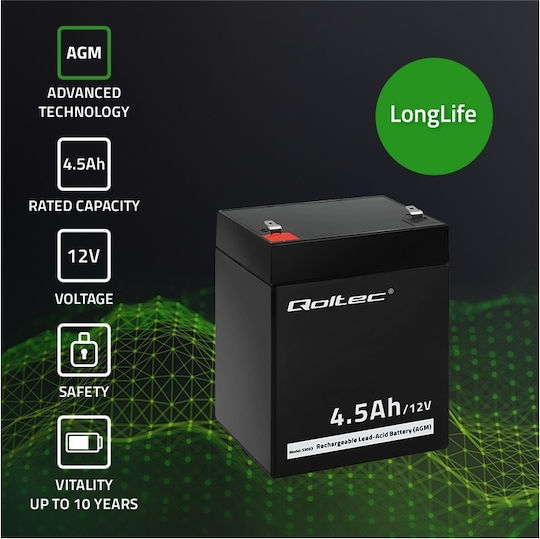 Qoltec Батерия UPS с Капацитет 4.5Ах и Напрежение 12V 53033 1бр