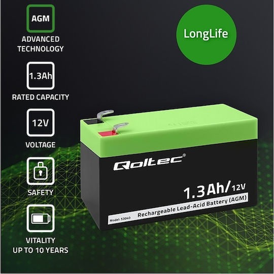 Qoltec Батерия UPS с Капацитет 1.3Ах и Напрежение 12V 53040 1бр