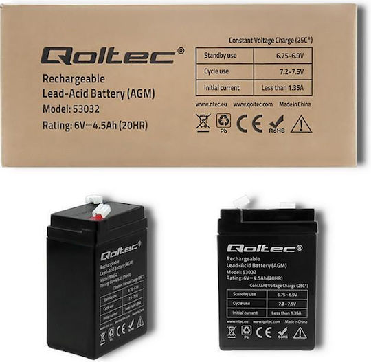Qoltec Батерия UPS с Капацитет 4.5Ах и Напрежение 6V 53032 1бр