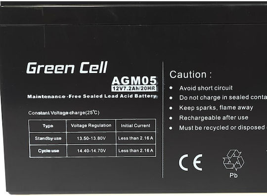 Green Cell UPS Battery with Capacity 7.2Ah and Voltage 12V AGM05 1pcs